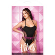 Vibes Pussy Power Micro-Net Playsuit Black L XL displayed on model, featuring fishnet design and bold elastic waistband.