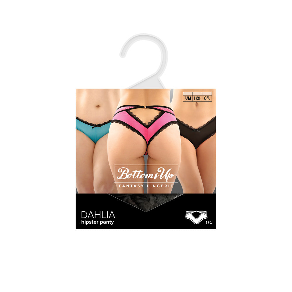 Dahlia Cheeky Hipster Panty Black Queen Size displayed with colorful alternatives in a lingerie packaging.