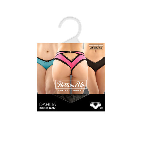 Dahlia Cheeky Hipster Panty Black Queen Size displayed with colorful alternatives in a lingerie packaging.