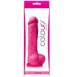 Colours Pleasures 5 Inch Silicone Dildo Pink in packaging, showcasing its realistic design and vibrant pink color.