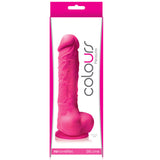 Colours Pleasures 5 Inch Silicone Dildo Pink in packaging, showcasing its realistic design and vibrant pink color.