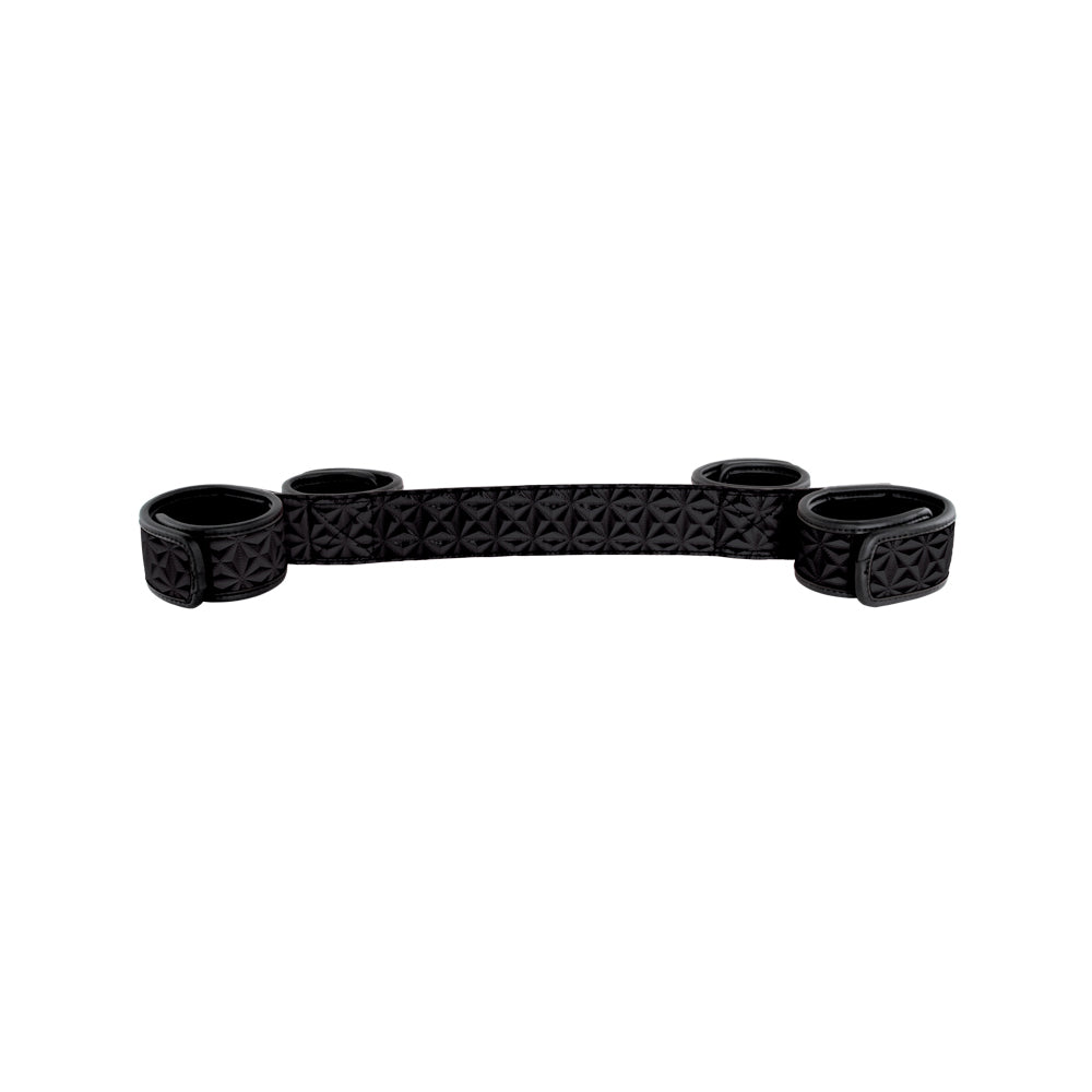 Sinful Soft Spreader Bar Black for comfortable restraint play with padded design for gentle skin contact.