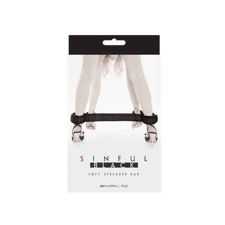 Sinful Soft Spreader Bar Black packaging showcasing comfort and control for restraint play.