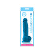 Colours Coloursoft 5 Inch Silicone Dildo Blue in packaging, showcasing lifelike details and vibrant blue color.