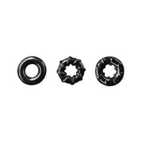Renegade Dyno Rings Stretchable Cock Ring Set Black featuring three black TPE rings designed for a secure fit.