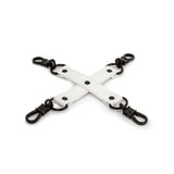 NS Novelties Glo Bondage Hog Tie Green designed for restraint and power play in a bold white and black design.