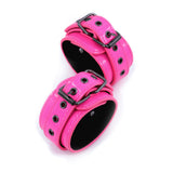 Electra Ankle Cuffs Pink Neoprene Lined Restraints displayed in bright pink, designed for stylish bondage comfort.