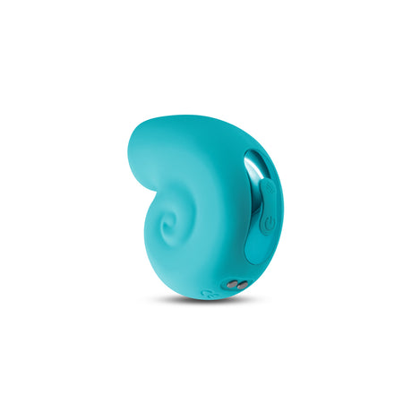Revel Starlet Snail Air Suction Massager Teal side view showcasing its stylish design and control button.