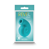Revel Starlet Snail Air Suction Massager Teal packaging showcasing its stylish spiral design and air pulse technology.
