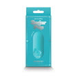 Sugar Pop Harmony Rechargeable Mini Vibrator Teal in packaging, showcasing its sleek design and vibrant color.