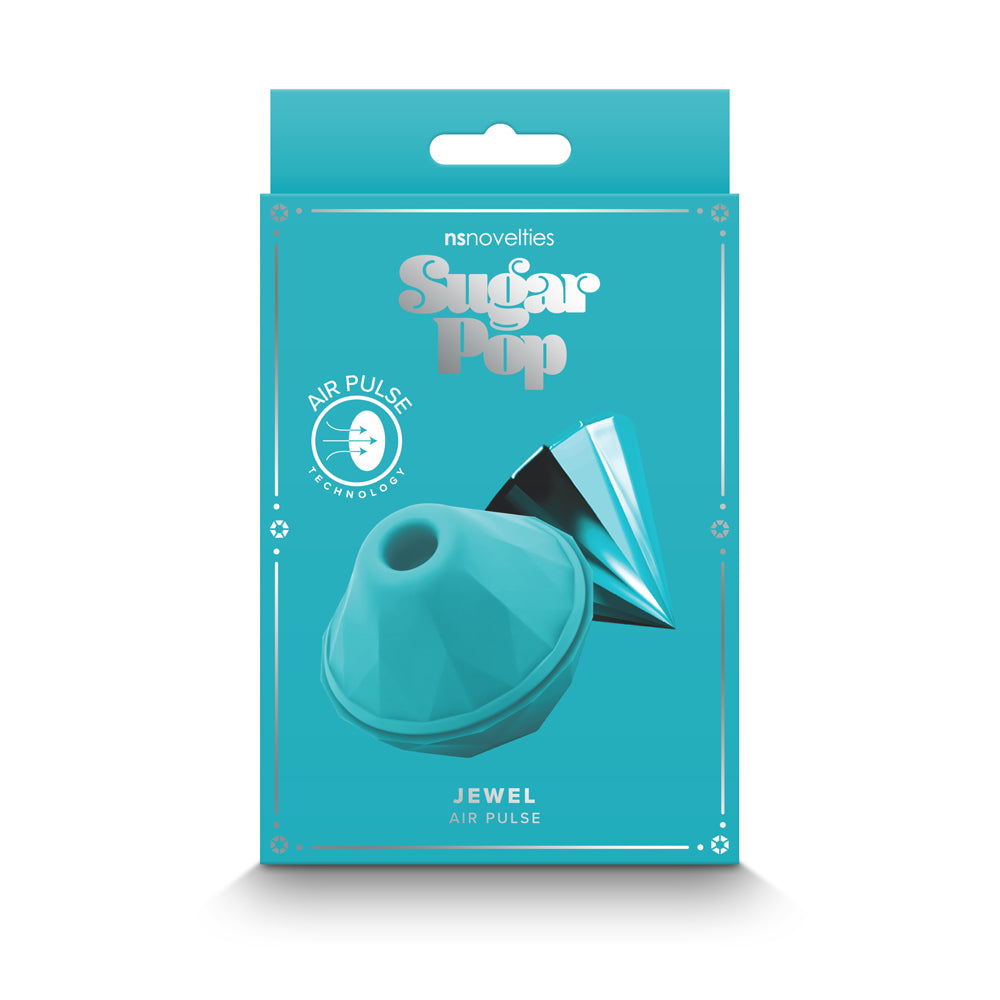 Sugar Pop Jewel Air Pulse Massager Teal packaging with air pulse technology design in turquoise color.