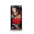 Shane Diesel Dual Density Silicone Dildo Chocolate packaging showcasing lifelike design, emphasizing pleasure and realism.