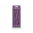 NS Novelties Obsession Juliet Rabbit Vibrator Dark Purple in elegant packaging showcasing its features.