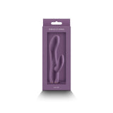 NS Novelties Obsession Juliet Rabbit Vibrator Dark Purple in elegant packaging showcasing its features.
