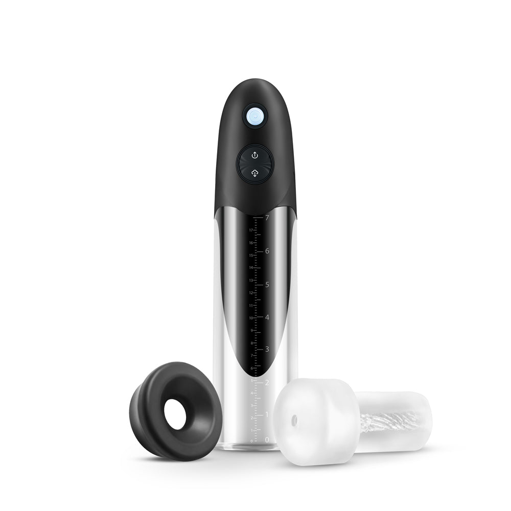 Enlarge Colossus Rechargeable Penis Pump Black with accessories for enhanced size and performance.