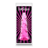 Fantasia Siren Pink Flexible Suction Cup Dildo in package with a vibrant pink and black design.