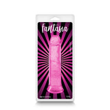 Fantasia Upper 6.5 inch Realistic Dildo Pink in packaging with black and pink striped background.