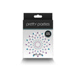 Pretty Pasties Charm Ii Blue Nipple Covers packaging design by NS Novelties featuring playful color accents.