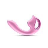 Seduction Kaia Air Pulse G-Spot Vibrator Metallic Pink, a posable dual stimulator with air pulse and vibration features.