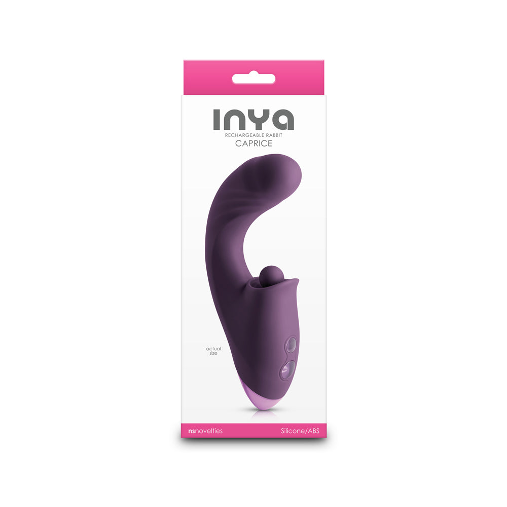 INYA Caprice Thrusting G-Spot Vibrator Purple in elegant packaging showcasing the product design and features.