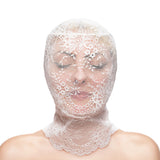 Hustler's Taboo Lace Hood White full-face lace covering for intimate power-play and allure.