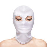 Hustler's Taboo Eyes Hood White full-head hood with eye openings, designed for sensual power-exchange play.
