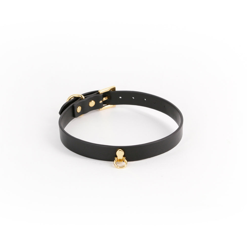 Hustler's Taboo Cara Collar Black, a stylish and elegant leather collar for intimate play and power dynamics.