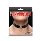 Hustler's Taboo Cara Collar Black elegant choker styled for intimate submission and allure, perfect for couples exploration.
