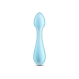NS Novelties Pure Hope Silicone Clitoral Vibrator Blue on a white background showcasing its sleek design.