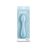 NS Novelties Pure Hope Silicone Clitoral Vibrator Blue in stylish packaging with soft blue color.