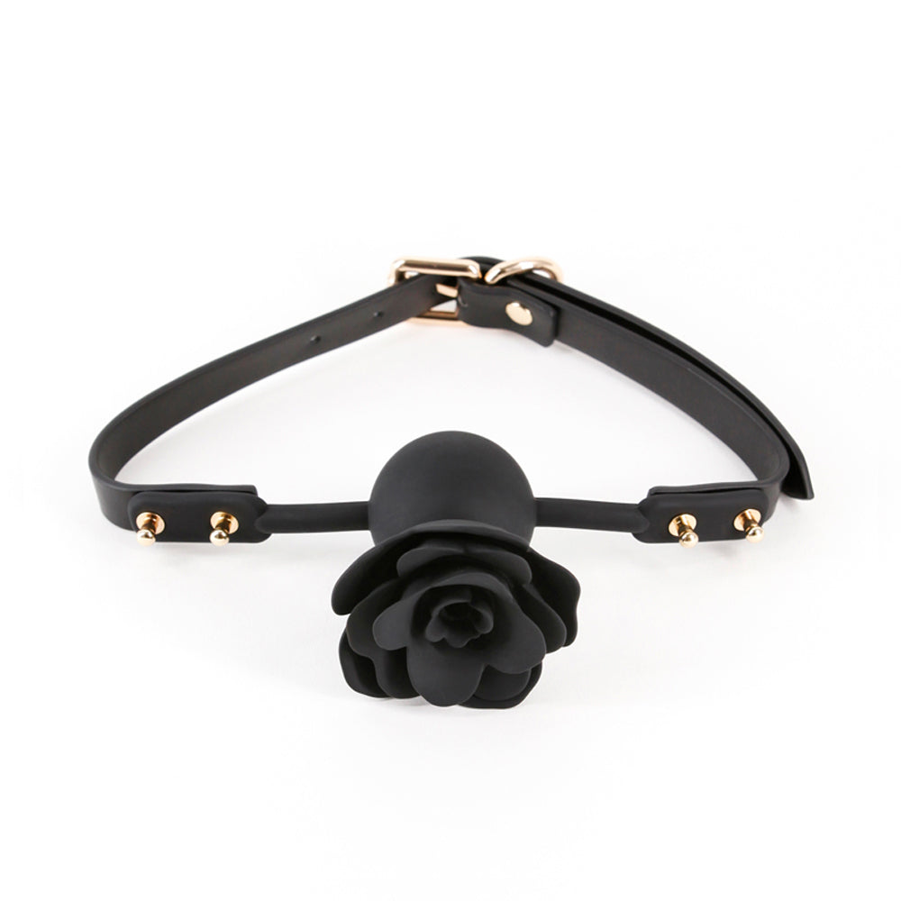 Fetish & Fashion Kristine Black Silicone Ball Gag showcasing a sleek design with a soft silicone mouthpiece and adjustable strap.