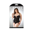Fantasy Lingerie Sloan Bustier & Panty Set Black displayed on a model, showcasing the elegant design and silhouette.