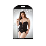Fantasy Lingerie Sloan Bustier & Panty Set Black displayed on a model, showcasing the elegant design and silhouette.