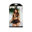 Fantasy Lingerie Spellbound Witch Costume Set L/XL Black model wearing strappy bralette, skirt, and witch hat.