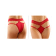 Fantasy Lingerie Ren Lace & Microfiber Panty S M in red with caged lace styling and Brazilian-cut design.