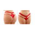Ren Lace And Microfiber Panty Queen Size in red showcasing a caged lace design and Brazilian cut for fuller figures.