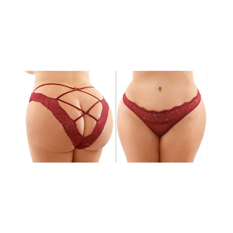 Ivy Lace & Mesh Bikini Panty Queen Size showcasing a stunning lattice cut-out back and lace detailing.
