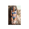 Fantasy Lingerie Plur Bralette & Panty Set Aqua M L showcased on a model in a vibrant outdoor setting.