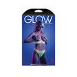 Persuasive Open Cup Bra & Panty Set Neon Green packaging featuring model in neon lingerie with sunglasses.
