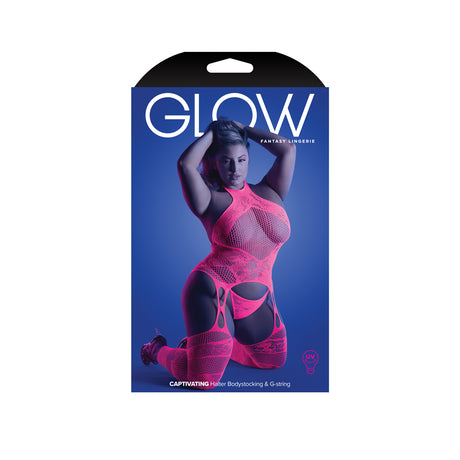 Captivating Halter Bodystocking & G-string Queen Size packaging displaying striking design and flattering fit.