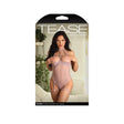 Ronnie Gartered Shelf Cup Teddy Pale Mauve M L displayed on model, featuring sheer mesh and strappy cage neckline.
