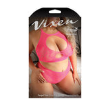 Forget You Crop Top & High Waisted Panty Queen Size packaging featuring vibrant hot pink lingerie set.