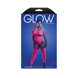 Wavelength Cutout Rhinestone Teddy Bodystocking Queen Size displayed on packaging with model.