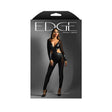 Fantasy Lingerie Wetlook and Mesh Catsuit M/L Black displayed on model, showcasing sheer mesh and glossy wetlook design.