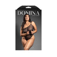 Fantasy Lingerie Rope Teddy & Cuffs Black Queen Size packaging featuring a model in a sheer black one-shoulder teddy.