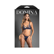 Fantasy Lingerie Openable Bra & Crotchless Panty Navy displayed on a model, showcasing its daring cage-style design.