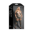 Wild Heart Bodystocking Dress Queen Size in green with a footless design displayed on a model.