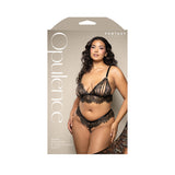 Pearl Bralette & Crotchless Panty Queen Size packaging featuring a model in a stunning lace set by Fantasy Lingerie.