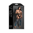 Catching Feelings Ombre Harness Stockings & G-string Queen displayed with model wearing bold leopard print design.