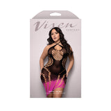Ready Or Not Ombre Halter Dress Queen Size displayed on packaging with model showcasing its vibrant ombré design.
